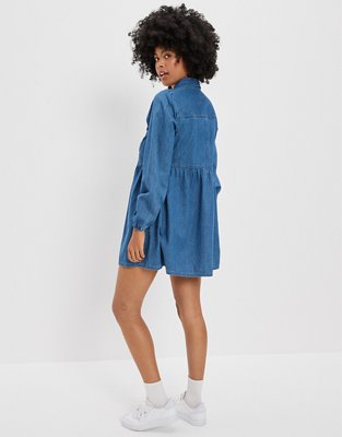 Minirobe nuisette en Chambray avec boutons à l’avant AE