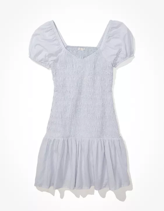 AE Smocked Skirty Short-Sleeve Mini Dress