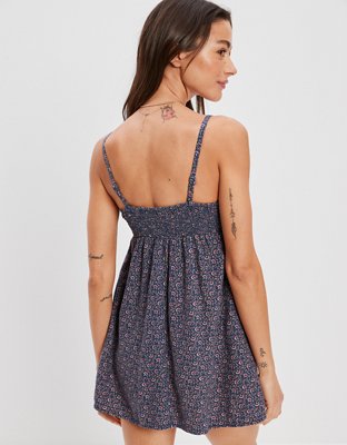 AE Floral Ruched Corset Babydoll Mini Dress