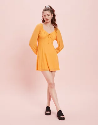 AE Corset Long-Sleeve Mesh Mini Dress