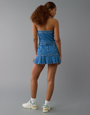 Женские платья American Eagle AE Pleated Strapless Denim Mini Dress — фото 2
