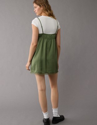 AE Satin Look Lace Slip Mini Dress
