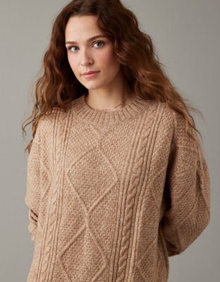 AE Oversized Cable Knit Sweater Dress