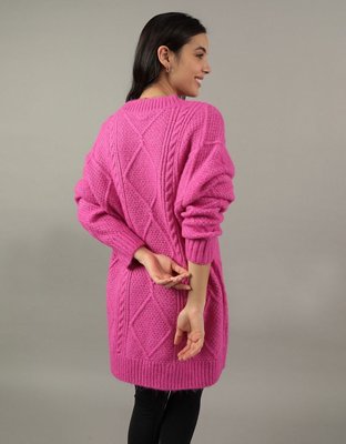 AE Oversized Cable Knit Sweater Dress | American Eagle