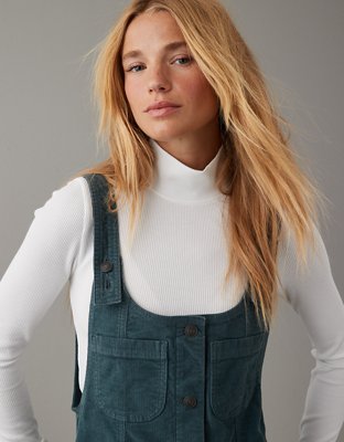 Womens Round Neck Washed Dungaree Dress