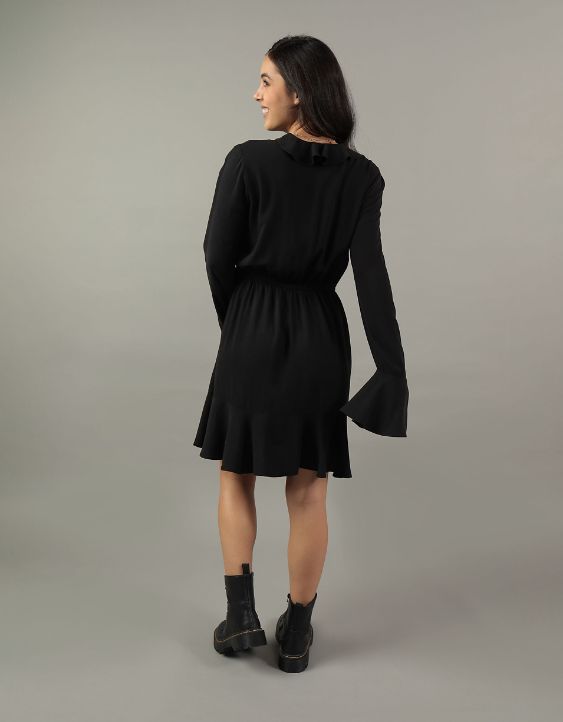 AE Long-Sleeve Wrap Mini Dress