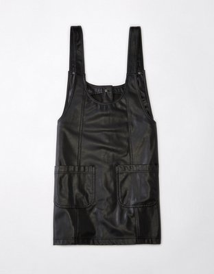 AE Vegan Leather Pinafore Dress | American Eagle