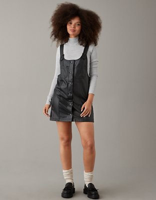 Leather 2025 dungaree dress