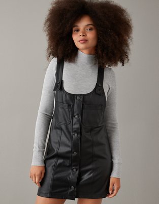 Leather pinafore outlet dress