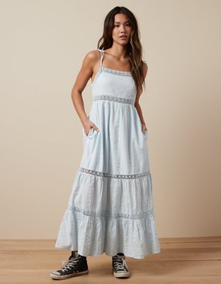 AE Tie Strap Tiered Midi Dress