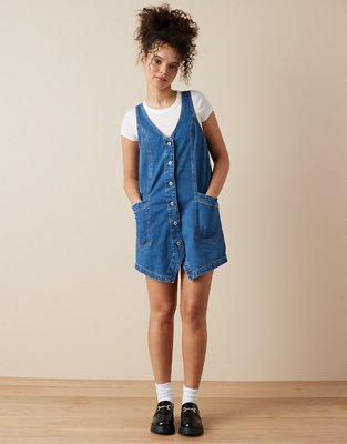 Denim Pinafore Midi Dress