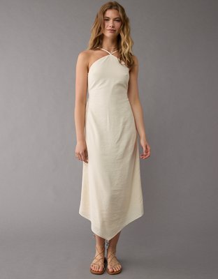 V-NECK HALTER MIDI DRESS IN ORGANE main image 0