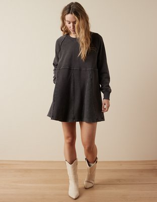 AE Fleece Long-Sleeve Babydoll Mini Dress