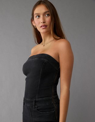 Женские комбинезоны American Eagle AE Strapless Denim Jumpsuit — фото 4