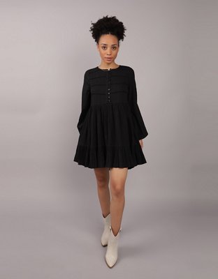 AE Long-Sleeve Flowy Babydoll Mini Dress