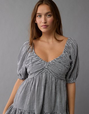 AE Ruched Puff Sleeve Mini Dress