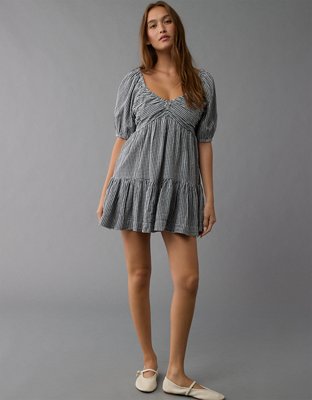 AE Ruched Puff Sleeve Mini Dress