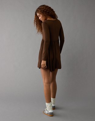 Женские платья American Eagle AE Knit Long-Sleeve Babydoll Mini Dress — фото 2