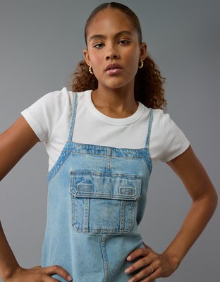Женские платья American Eagle AE Denim Apron Mini Dress — фото 4