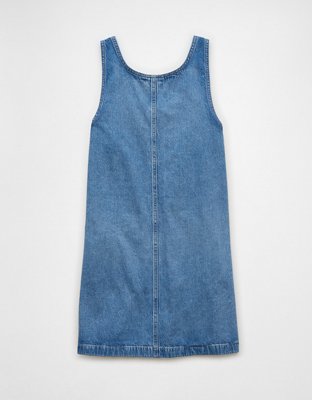 AE Vestido de Denim estilo Delantal con Bolsillos Cargo
