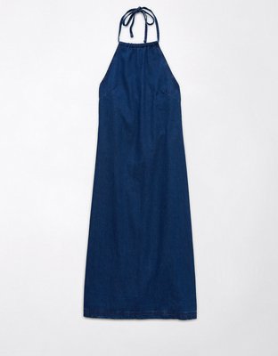 AE Denim Halter Shift Midi Dress