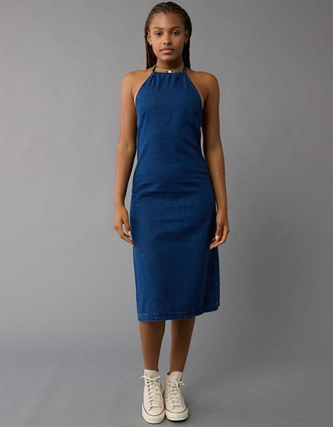Женские платья American Eagle AE Denim Halter Shift Midi Dress