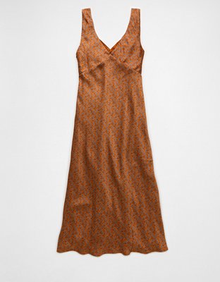 AE V-Neck Paisley Midi Slip Dress