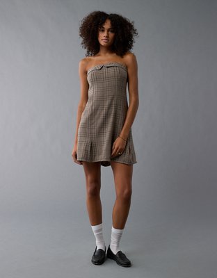 AE Tube Plaid Pleated Mini Dress