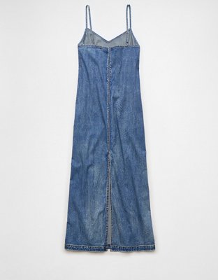 AE x Aerie DBL Take Denim Slip Midi Dress