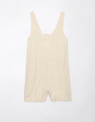 AE Romper de Mezcla de Lino con Botones