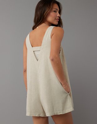 American Eagle AE Linen-Blend Button-Up Romper — фото 4