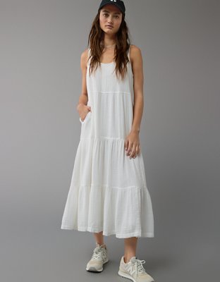 Short Sleeve Tee Gauze Bottom Midi Dress