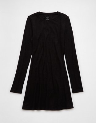 Женские платья American Eagle AE Long-Sleeve Ribbed Fit & Flare Mini Dress — фото 3