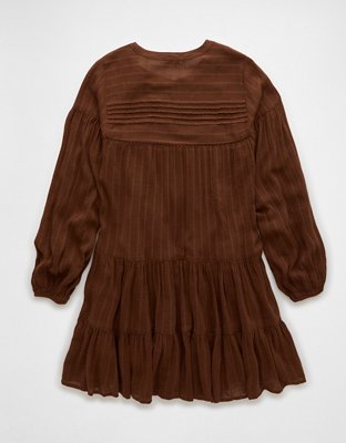 Женские платья American Eagle AE Long-Sleeve Tiered Flowy Shirt Dress — фото 4
