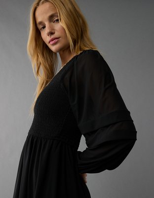 Женские платья American Eagle AE Long-Sleeve High Neck Mesh Mini Dress — фото 4