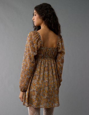 Женские платья American Eagle AE Long-Sleeve Chiffon Babydoll Mini Dress — фото 2