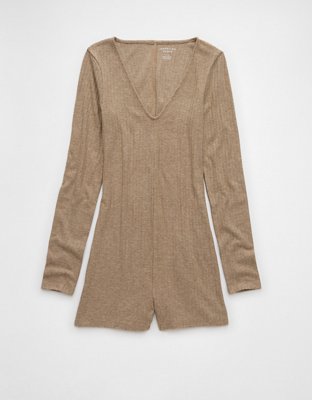 American Eagle AE Long-Sleeve V-Neck Lounge Romper — фото 3