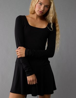 Женские платья American Eagle AE Knit Square Neck Drop Waist Mini Dress — фото 4