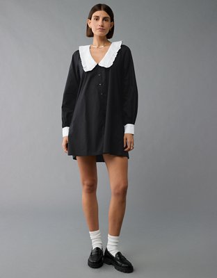 AE Long-Sleeve Collared Mini Dress