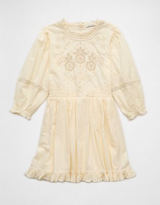 AE Embroidered Puff Sleeve Mini Dress