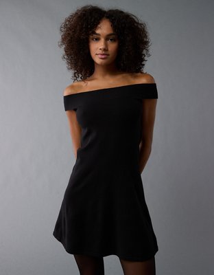 AE Off-The-Shoulder Fit & Flare Sweater Mini Dress