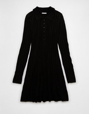 AE Long-Sleeve Polo Mini Sweater Dress