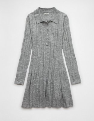 AE Long-Sleeve Polo Mini Sweater Dress