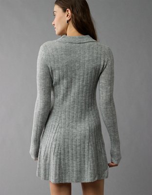 AE Long-Sleeve Polo Mini Sweater Dress