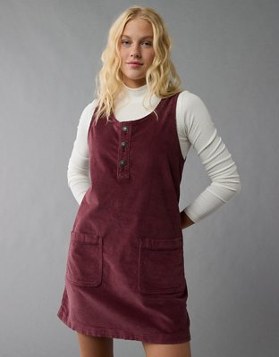 Ae Corduroy Pinafore Dress Women s Burgundy XXS