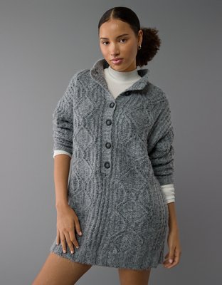 AE Long-Sleeve Mock Neck Mini Sweater Dress