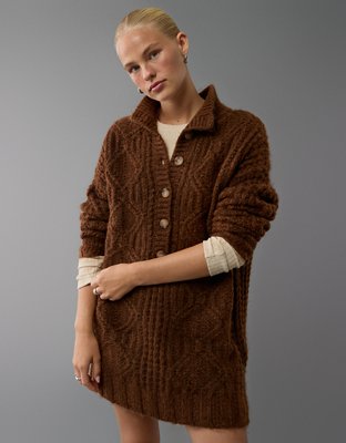 Женские платья American Eagle AE Long-Sleeve Mock Neck Mini Sweater Dress — фото 4