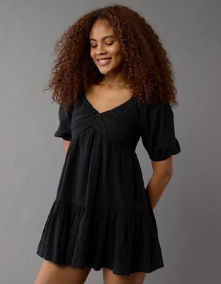 AE Ruched Puff Sleeve Mini Dress