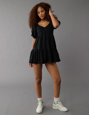 AE Ruched Puff Sleeve Mini Dress