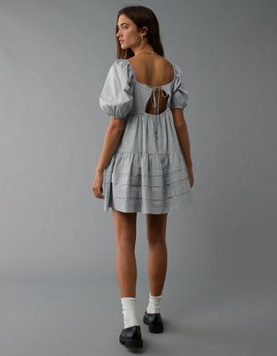 AE Puff Sleeve Tiered Babydoll Mini Dress